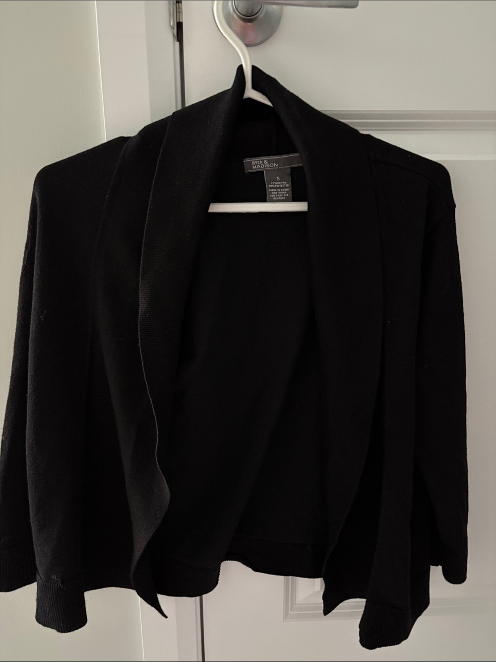 89th & Madison Black Open-Front Knit Cardigan Blazer